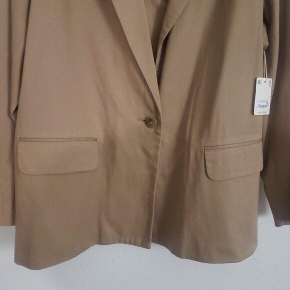 ANA Women's Plus Size Blazer XXL Tan Preppy Office Professional Business Linen - Picture 4 of 14